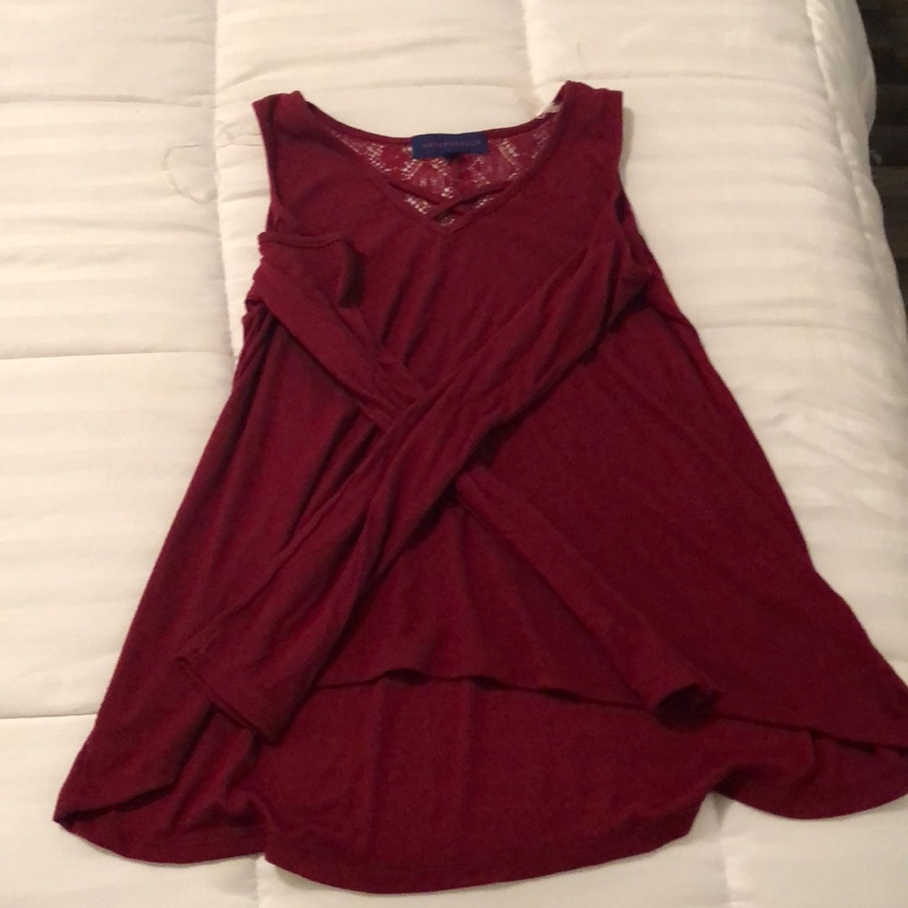 long sleeve red lace shirt